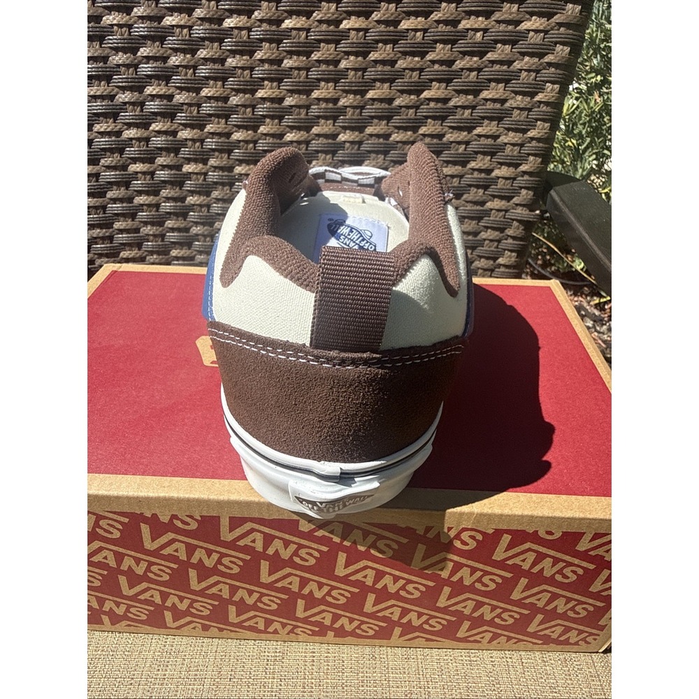 Vans Knu Skool Mega Check Potting Soil Brown Blue Shoes Men's Size 9 - Picture 5 of 7
